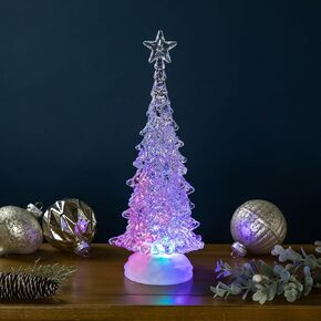 Northlight LED Multi-Color Lighted Acrylic Christmas Tree Snow Globe, 12", Multi-Color