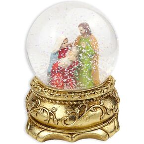 Nativity Scene Snow Globe, Holy Family Glitter Dome, Christmas 2024 Decorations, 4.5 Inches