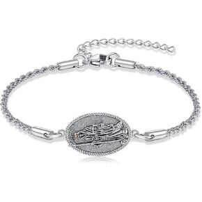 Santa Muerte Bracelet 925 Sterling Silver Grim Reaper Bracelet Santa Muerte Religious Jewelry for Men Women