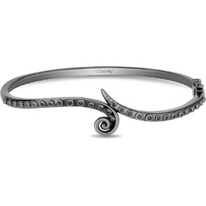 Jewelili Enchanted Disney Fine Jewelry Black Rhodium Over Sterling Silver with 1/6 CTTW Diamond Ursula Bracelet