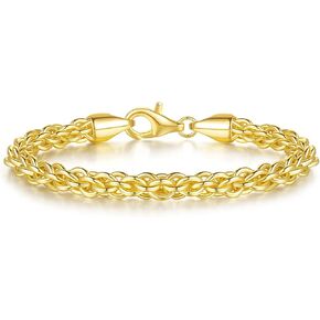 FEGER 14K Gold Bracelets for Women Non-Tarnish Men Bracelet Rope Chain Bracelets for Men and Women Available 5 Sizes 6.5-8.5in