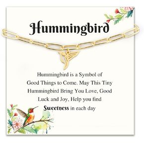 Hummingbird Bracelet Jewelry Gifts for Women-14k Gold Plated and Length in 6.5"+2" Christmas Gifts Stocking Stuffers for Women