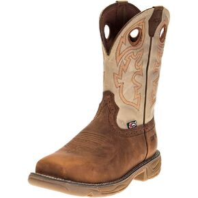 Justin Boot Company Men's Stampede Rush Tan 11" Black Maldova H2O Comp Toe Work Boot Black/Brown 5