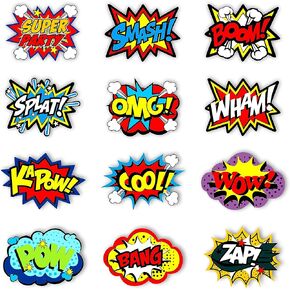 12 pcs Supr Heros Word Cutouts-Superhero Party Favors-Birthday Party Supplies - Birthday Decorations.