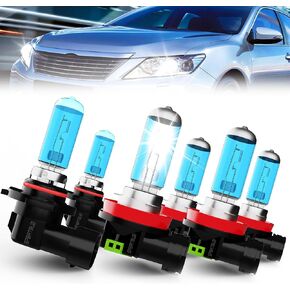 Compatible With Toyota Camry 2007-2014 Halogen Headlight Bulbs Front Bulb Bright Light Halogens Combo, 9005/HB3/H10 High Beam + H11/H8/H9 Low Beams + H11 Fog Light Bulbs, 6 Pack