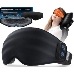 Heated Eye Mask Cordless for Dry Eyes, 3D Sleep Mask No Pressure, Warm Eye Compress with Temperature, Timer Control, Cooling Gel Strip for Sleeping Stye Eye Relax Meditation Travel Women Men