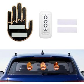 LECART 7 Colors Gesture Car Light, Led Middle Finger Gesture Hand Light with Remote, Car Finger Lights, Colorful Funny Back Window Gesture Sign Lighting, Car Gadgets & Road Rage Signs for Men Women