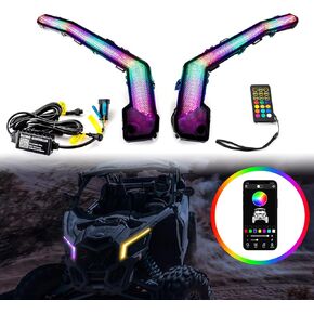WeiSen Front RGB Turn Signal Light Assembly LED Front Signature Fang Lights Kit Compatible with Can Am Maverick X3 XDS XRS 2017-2023(Replace Number#710004994#710004995)