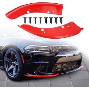 JDMON Front Bumper Lip Splitter Protector Compatible with Dodge Charger SRT Hellcat/SRT 392 / Scat Pack/RT Scat Pack/GT/RT 2015-2021, GT RT Accessories, Red, 2pcs