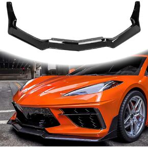 ZL1 Front Lip Compatible with 2020-2024 Chevy Corvette C8 Front Bumper Lip Spoiler Air Chin Body Kit Splitter Accessories for Stingray ABS (Gloss Black)