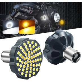 1157 Motorcycle Bulb,2'' 1157 Front Turn Signal Light,White Daytime Running Light Amber Turn Signal Double Light Kits Compatible with Motorcycles.2-Pack