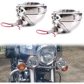Chrome Passing Light Assembly 4.5inch Motorcycle LED Driving Fog Lamp with 4-1/2 inch Auxiliary Spot Light Housing Bucket Mount Bracket For Touring Electra Glide Road King