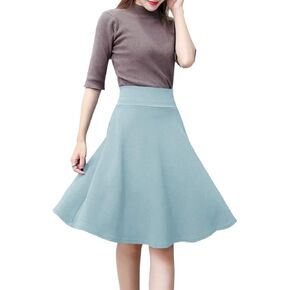 Afibi Womens Stretch Waist A-line Flared Skater Midi Skirt