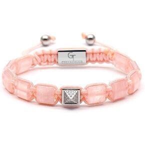 Women's Flat Bead Bracelet - Cubic Zirconia Diamond Pyramid - 100% Natural - Adjustable Gemstones Beaded Bracelet for Womens