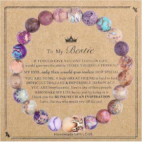 Gifts for Women Beaded Bracelets for Women, Friendship Gifts For Women Best Friends, Natural Stone Bracelet Christmas Graduation Inspirational Gifts For Her,Friendship Bracelets(Crown)