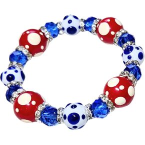 Linpeng Polka Dots Glass Beaded Stretch Bracelet, Purple Valentine Jewelry, Christmas Birthday Gift for Her, 1 pc