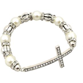 Sideways Curved Cross Stretch Bracelet in Kuwait