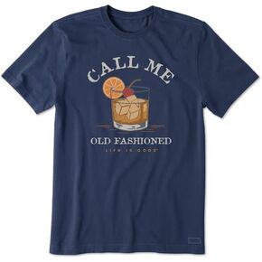 Life is Good Men's Call Me Old Fashioned Short Sleeve Crusher-LITE Tee (Small, Darkest Blue)