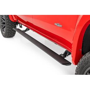 Rough Country Power Running Boards with LED Step Lights for Ram 1500 Crew Cab (2019-2025), 1500 TRX (2021-2024) - Dual Motor Electric Powerstep Board & Retractable Truck Steps