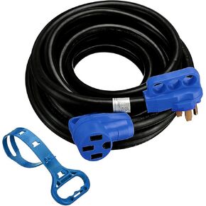 Miady 30ft 50Amp Heavy Duty RV/EV Extension Cord, Easy Unplug Design with Cord Organizer, 6/3+8/1 Gauge, ETL Listed