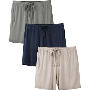 BAMBOO COOL Womens Pajama Shorts Comfy Lounge Shorts Drawstring Pj Pants Sleep Shorts with Pockets Pack of 3