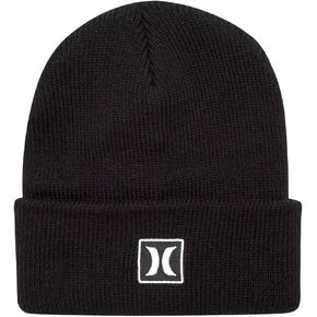 Hurley Men's Cuffed Beanie - Classic One-Sized Knitted Skull Cap Winter Beanie for Men - Stylish Logo Printed Mens Beanie Hat