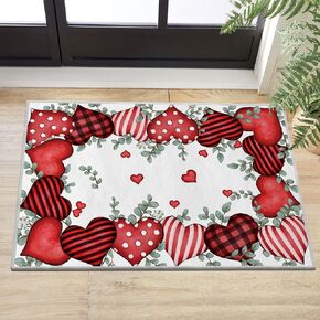 Artoid Mode Eucalyptus Hearts Valentine's Day Area Rug, Anniversary Home Decor Low-Profile Washable Area Rugs for Entryway Bedroom Living Room Laundry Room Indoor 5x7 Feet