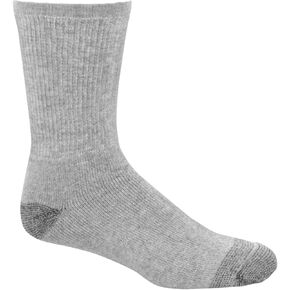 Fruit of the Loom Men's Durable Cushioned Work Gear Socks with Dual Defense-6 Pair Pack, Grey, Shoe Size: 6-12