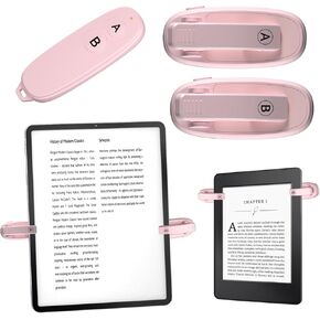 [2 Clips] Page Turner Remote for Kindle Paperwhite Remote Page Turner Accessories for Kindle Clip Clicker Rechargeable Page Turner for Ipad Android Tablets Phone Camera Triggers - Pink Color