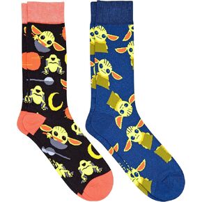 STAR WARS Baby Yoda Eating Soup All Over Prints Men's Crew Socks 2 Pair Pack
