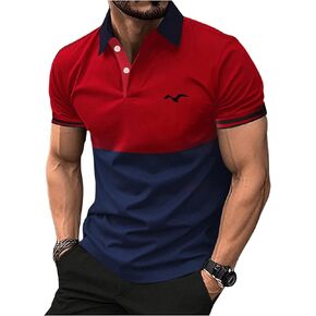 SOLY HUX Men's Graphic Golf Shirts Short Sleeve Casual Work Shirts Color Block Collared T-Shirt