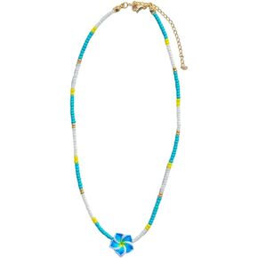 Pingyongchang Hawaiian Plumeria Beads Choker Necklace Bohemian Flower Handmade Beaded Choker Necklace for Women Summer Beach Necklace Holiday Vacation Party Jewelry Gift