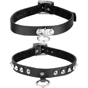 OIDEA Adjustable Leather Heart Charm Choker Necklace for Women - Party Cosplay Halloween Decorations