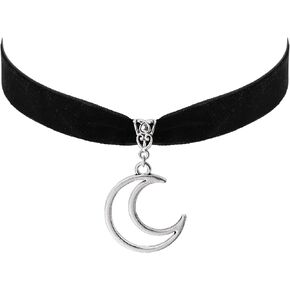 Sacina Gothic Crescent Moon Choker Necklace, Moon Sun Pendant, Goth Gift for Women, Christmas Gift for Women (S- Moon Choker)