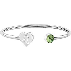 HOLLP Birthday Gift Zodiac Sign Cuff Bracelet with 12 Birthstones Zodiac Bracelets for Women Girls