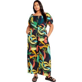 Women's Plus Size Erica Print Jumpsuit, Barbados, 22