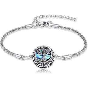 Tree of Life/Compass Bracelet 925 Sterling Silver Jewelry With Abalone Compass Gift for Women Men
