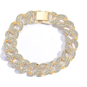 EMESLY Solid Miami Cuban Link Chain Gold/Silver Necklace (16, 18, 20, 22, 24, 30 Inches Length); Hip Hop Bracelet (8" Length) for Men & Women; Perfect Iced Out Bling Jewelry Gift
