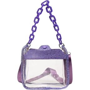 Clear Evening Purses Mini Clutch Bags Women's Crossbody Rhinestone Handbags Shiny Shoulder Bag
