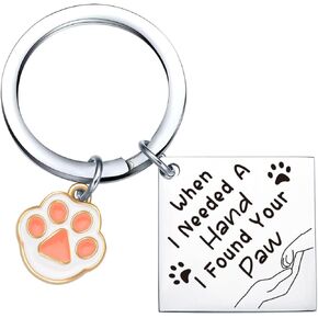 Paw Print Keychain For Pet Owner Jewelry Veterinary Gifts Cat Dog Lover Keyring Cat Dog Dad Keychain
