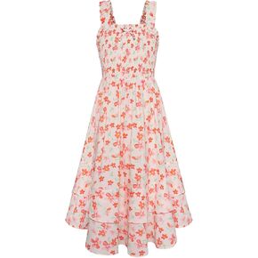GRACE KARIN Girls Floral Maxi Dress Square Neck Wide Straps Smocked Summer Spring Flowy Dress 5-14Y