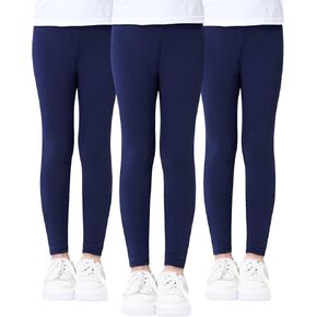 Domee Girls Cotton Leggings Full Length Solid Pants Pack of 3
