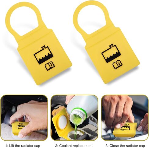 قطعتان من غطاء خزان تبريد محرك السيارة، حماية مثالية مانعة للتسرب، غطاء تدفق الاسترداد OE 52079331 55111074AA، متوافق مع جيب كرايسلر دودج رام (أصفر) in Kuwait