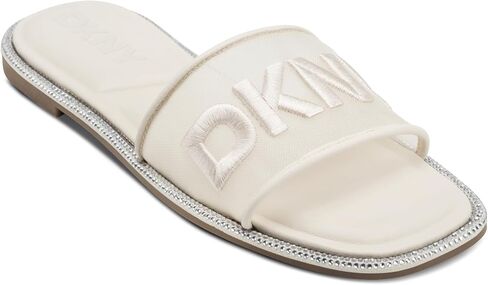 DKNY Women's Badin Logo-Flat Slip on Everyday Cushioned Insole Footwear Slide Sandal in Saudi Arabia