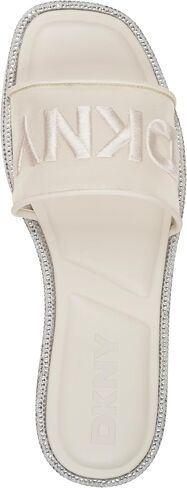 DKNY Women's Badin Logo-Flat Slip on Everyday Cushioned Insole Footwear Slide Sandal in Saudi Arabia