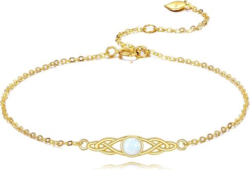 DOVRAN 14K الذهب عقدة سلتيك سوار للنساء الذهب الصلب أوبال سوار الذهب الحقيقي مجوهرات الفايكنج لها in Kuwait