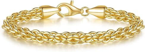 FEGER 14K Gold Bracelets for Women Non-Tarnish Men Bracelet Rope Chain Bracelets for Men and Women Available 5 Sizes 6.5-8.5in in Saudi Arabia