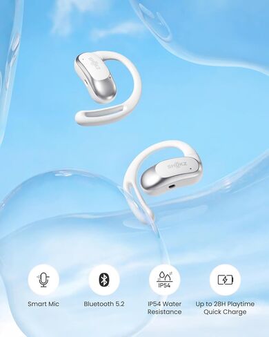SHOKZ OpenFit Air - Open-Ear Headphones, True Wireless Earbuds, Water Resistant, Secure Earhooks for Daily Use, Black | Hooked comfort; Natural sound; Open-ear awareness; AI call clarity; IP54; Workout/leisure/work/driving use in Kuwait