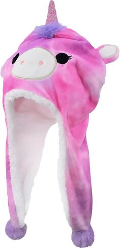 قبعة Squishmallow Lola Beanie، قبعة شتوية للفتيات مع آذان وقرن ثلاثي الأبعاد، أرجواني، مقاس واحد in Saudi Arabia
