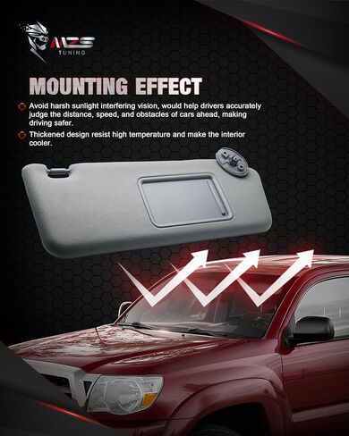 MZS Sun Visor الجانب الأيمن للراكب البديل متوافق مع 2005-2012 Tacoma Replace 74310-04081-B0،74320-04180-B0 بدون فتحة سقف (رمادي) in Kuwait